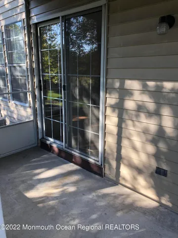 a view of a glass door with a window