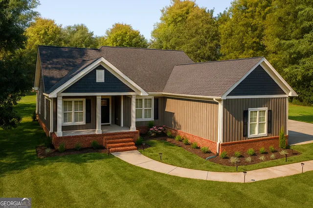 a front view of a house with a yard