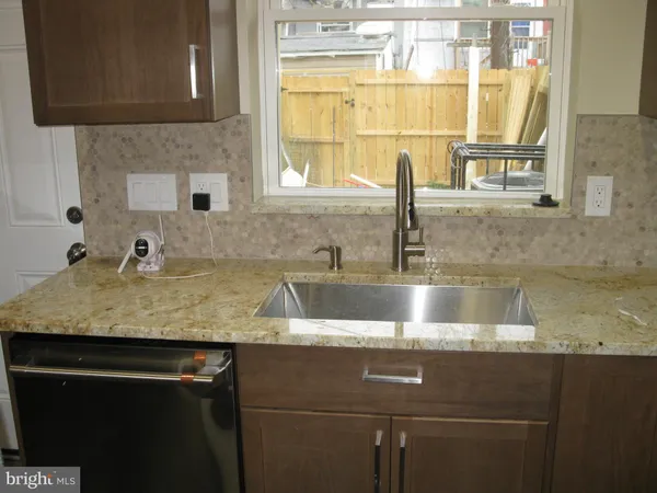 a kitchen with a sink and a window