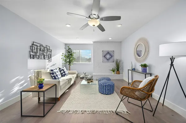 a living room with furniture