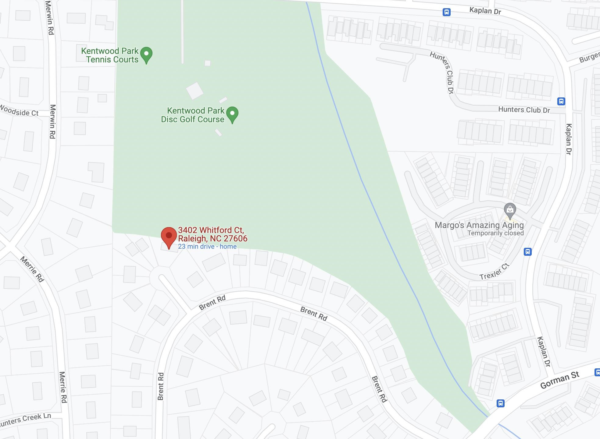 Lot Back to Raleigh City Park with Tennis, Disc Golf, Tot Lot and Fields Wake Co GIS Map