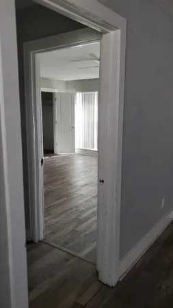 a view of wooden door