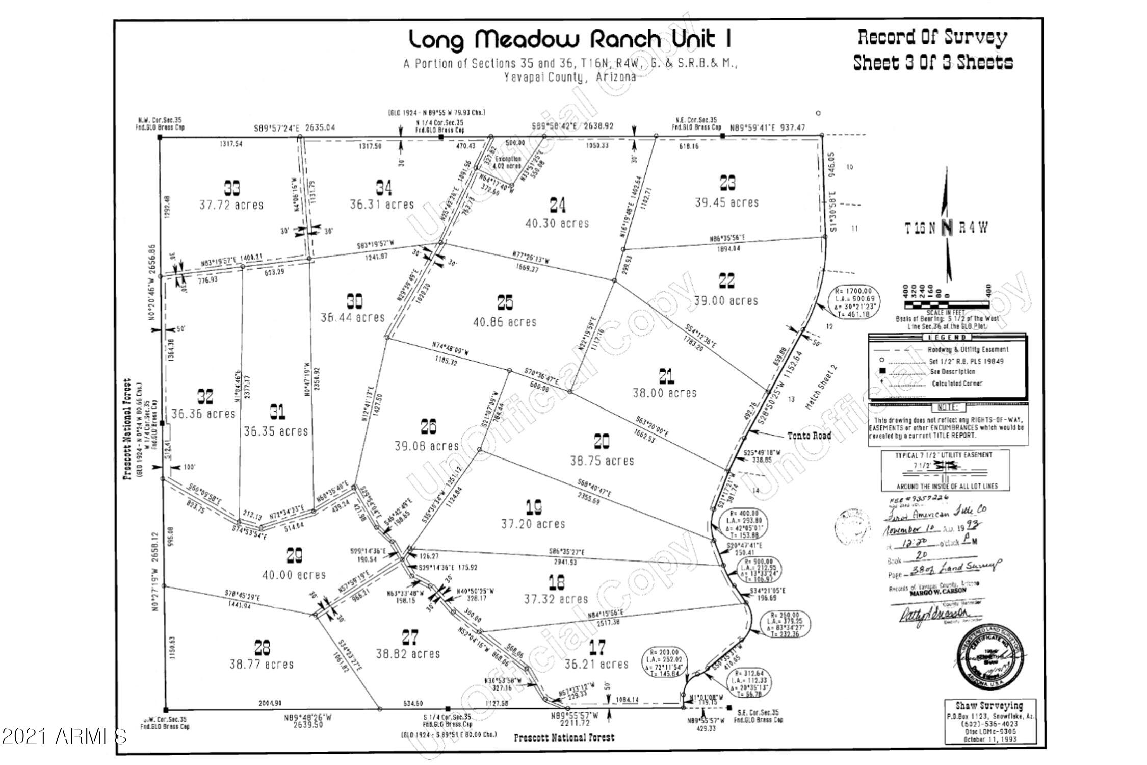 0 North Tonto Road, Unit 23 Prescott, AZ 86305 - Photo 16 of 19 16 - Long Meadow Ranch Unit 1 Plat - 0 T