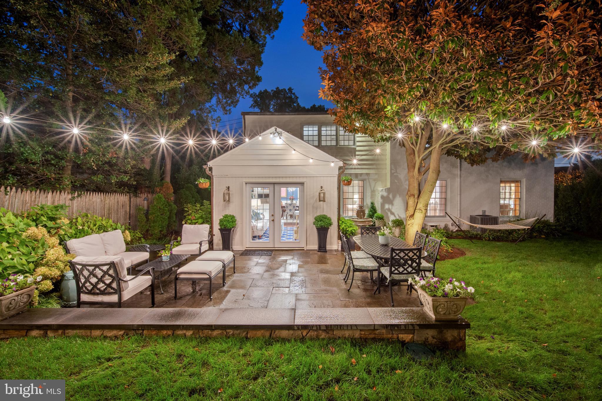 5411 Newington Road Bethesda, MD 20816 - Photo 40 of 55 Rear Patio with Cafe Lights