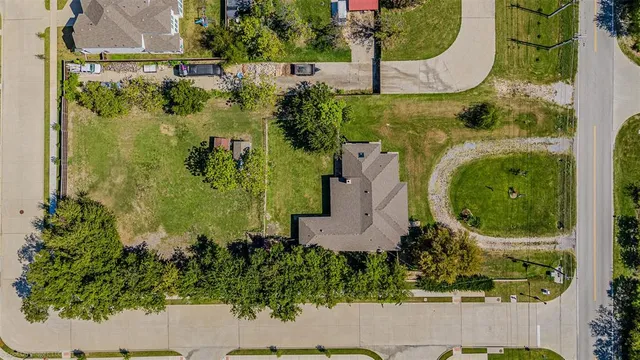 an aerial view of a house