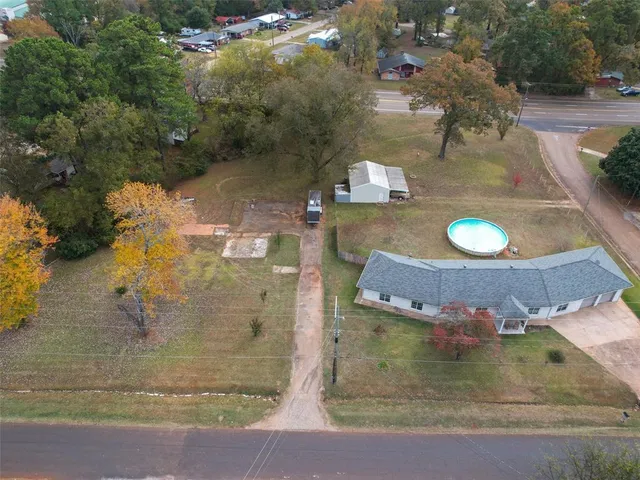 an aerial view of a house