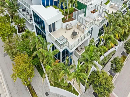an aerial view of residential house with an entryway