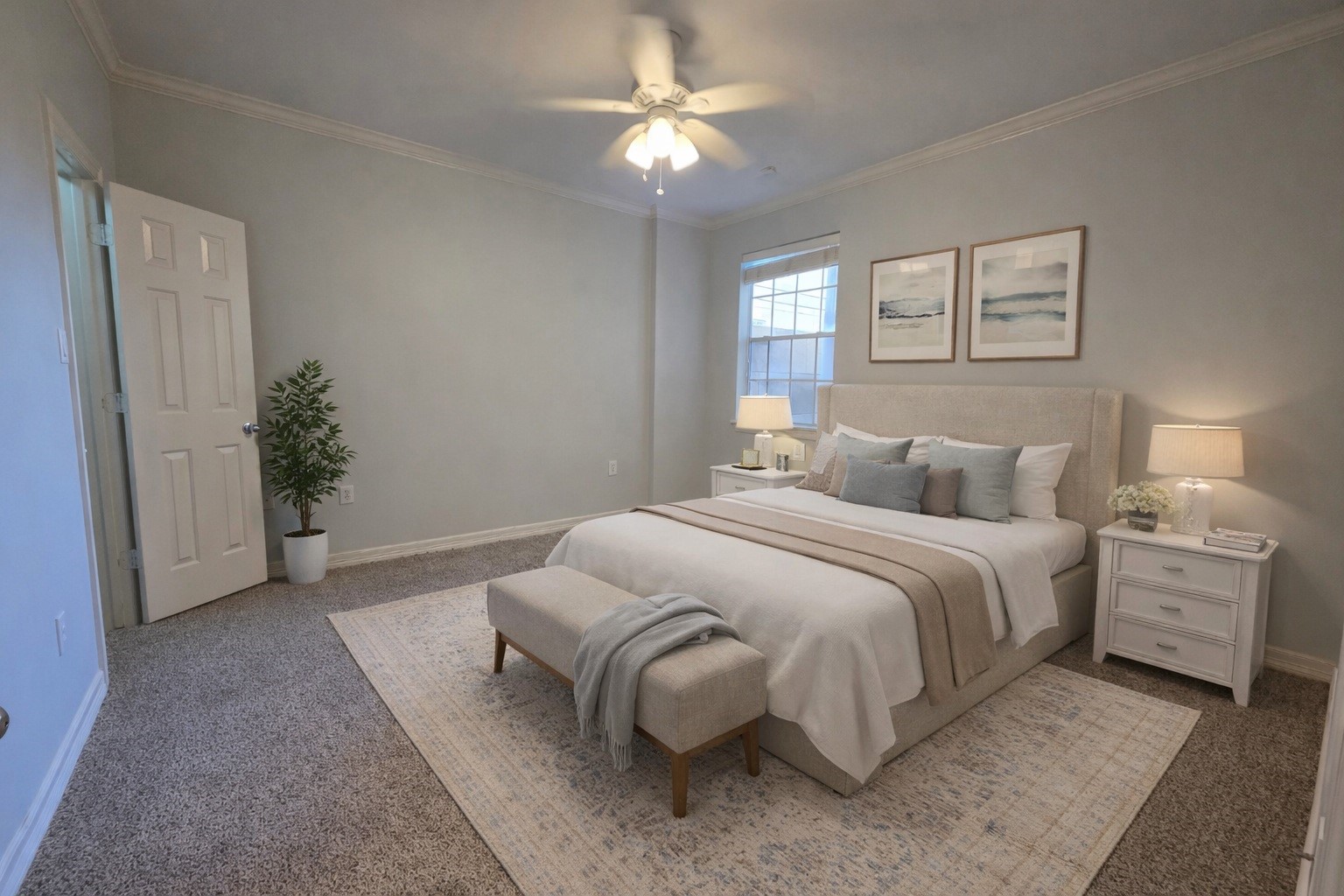 1714 Roy Street Houston, TX 77007 - Photo 10 of 35 a bedroom with a bed and a chandelier