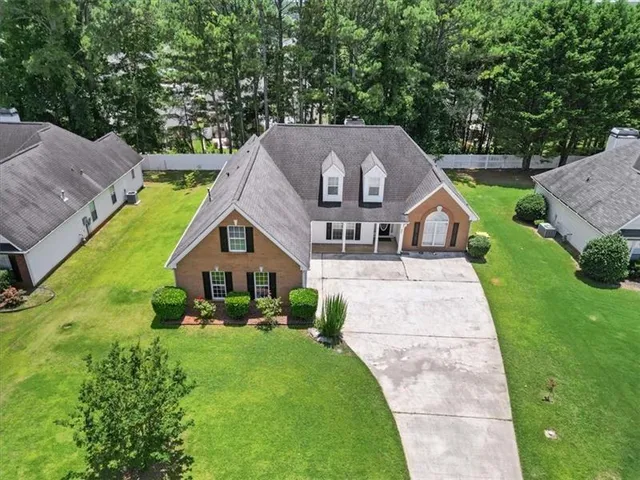 an aerial view of a house