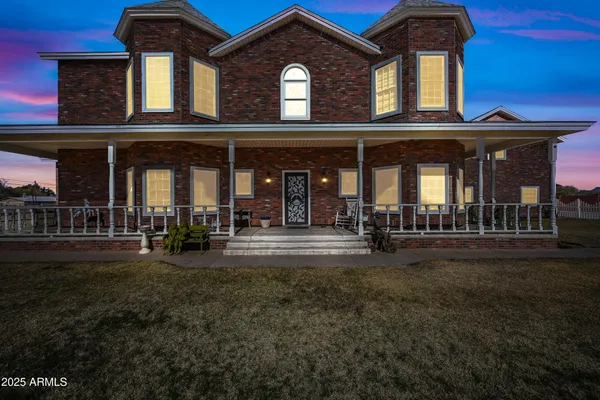 a view of a building with a porch