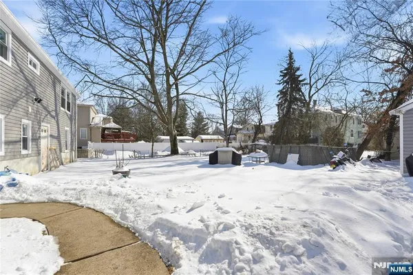 a view of a snow on the side of the building
