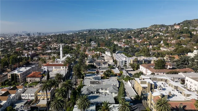 an aerial view of a highlighted house