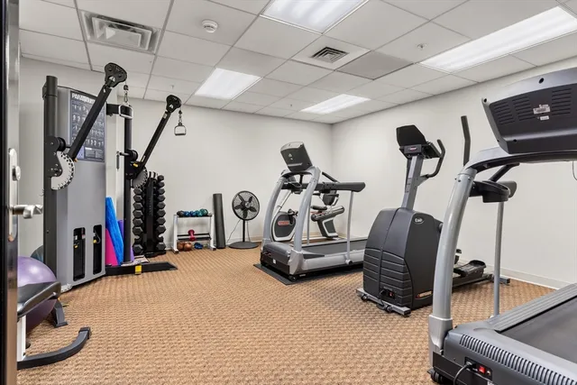 a view of a room with gym equipment