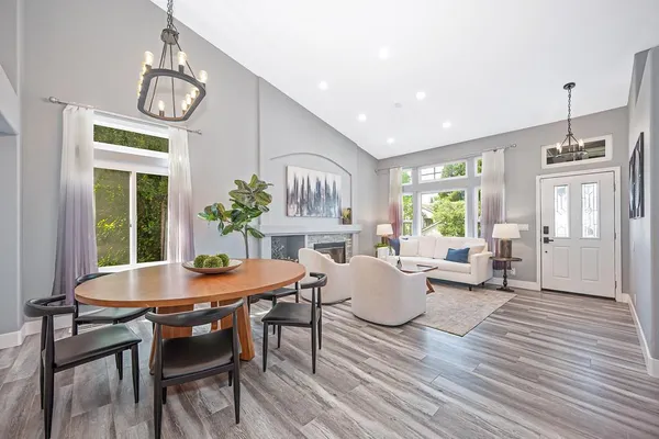 a bathroom with a sink double vanity and a mirror