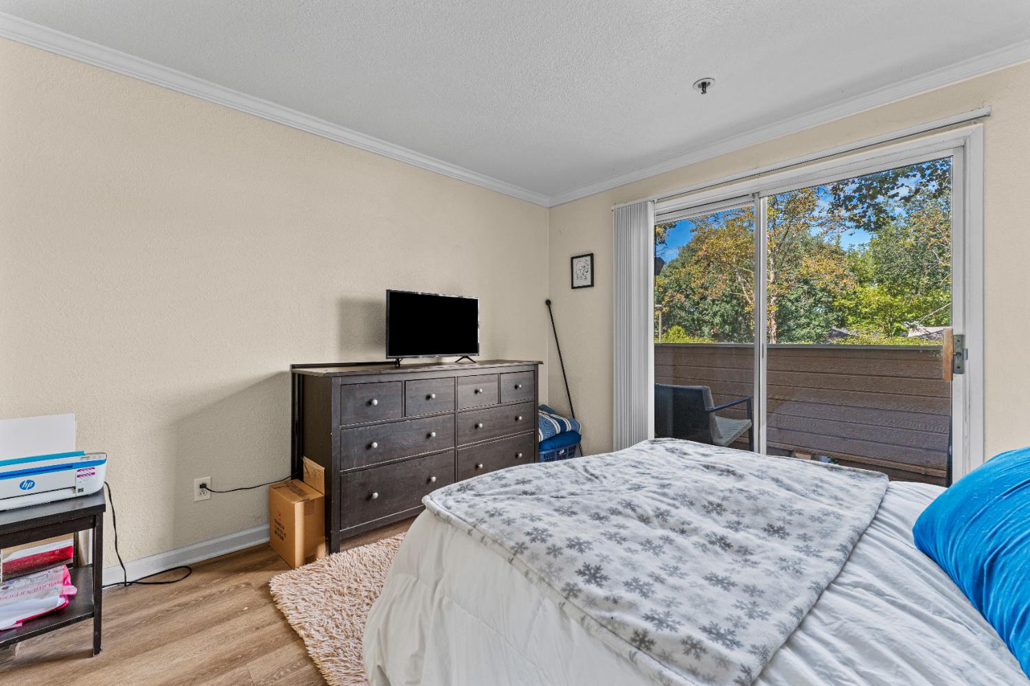 1019 Dornajo Way, Unit 123 Sacramento, CA 95825 - Photo 18 of 23 a bedroom with a bed and a flat screen tv