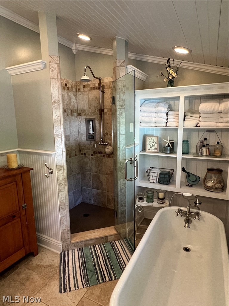 6119 Green Road Ashtabula, OH 44004 - Photo 4 of 35 Stunning upper bath 11 x 7 with tile shower, claw foot tub and granite sink.
