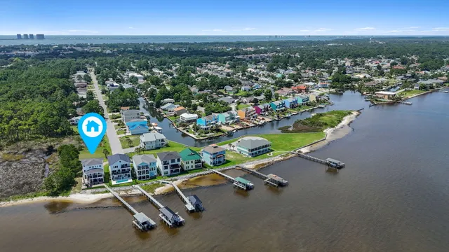 a view of a street with an ocean view