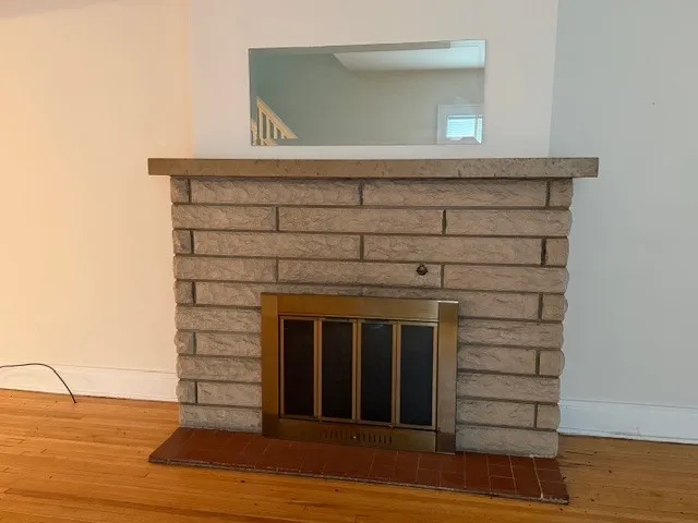 a view of a fireplace