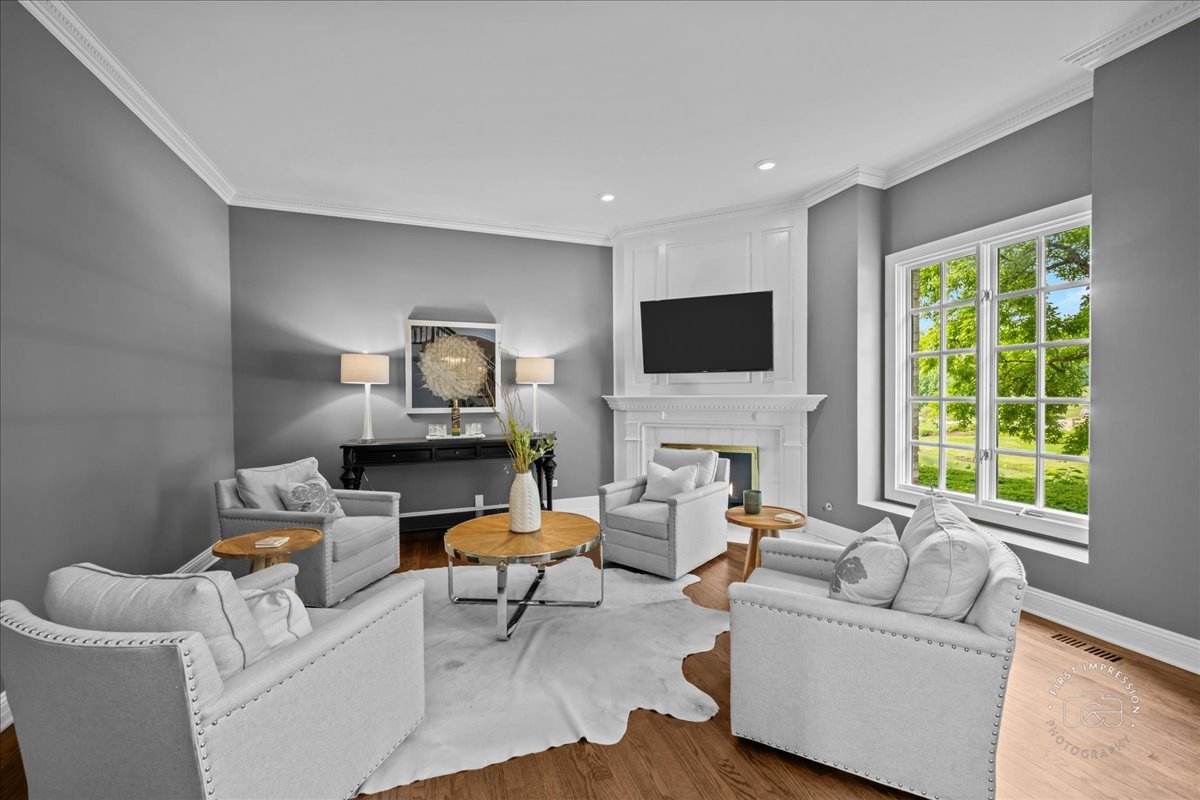 4N749 Old Farm Road St. Charles, IL 60175 - Photo 19 of 46 a living room with furniture a fireplace and a flat screen tv