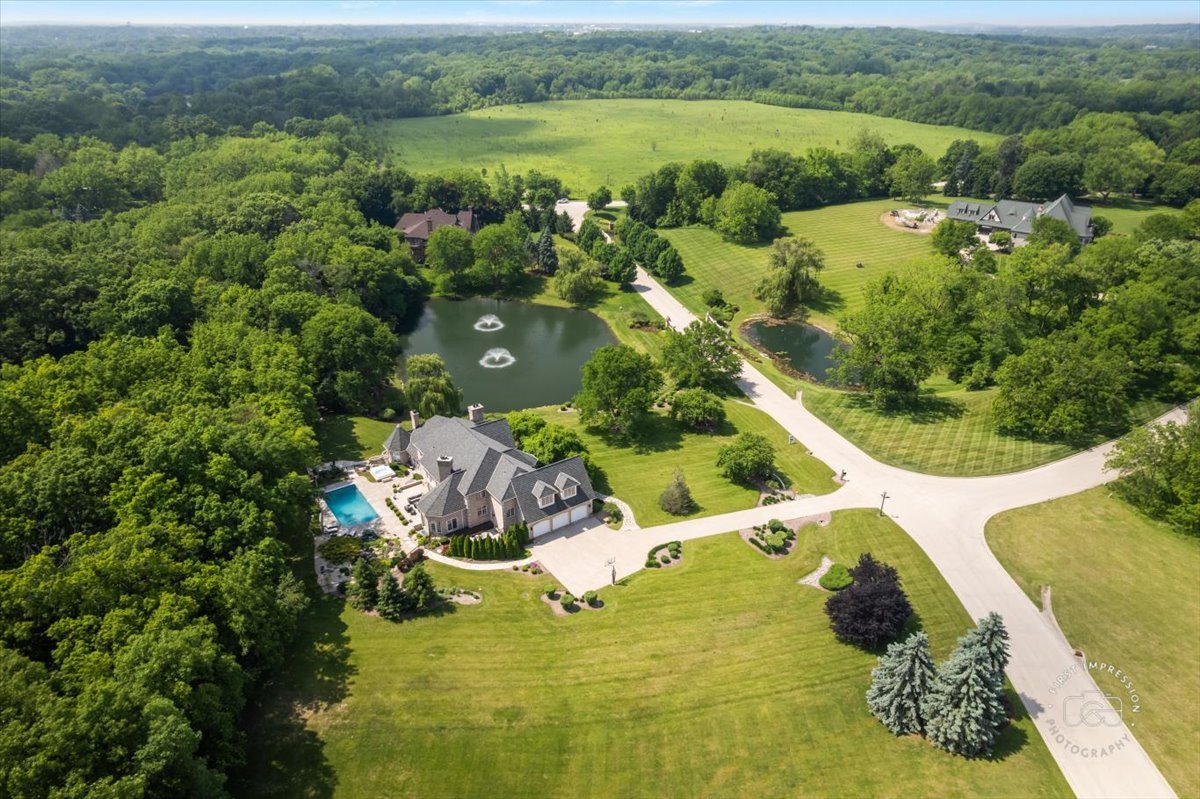 4N749 Old Farm Road St. Charles, IL 60175 - Photo 44 of 46 an aerial view of lake with residential house with outdoor space