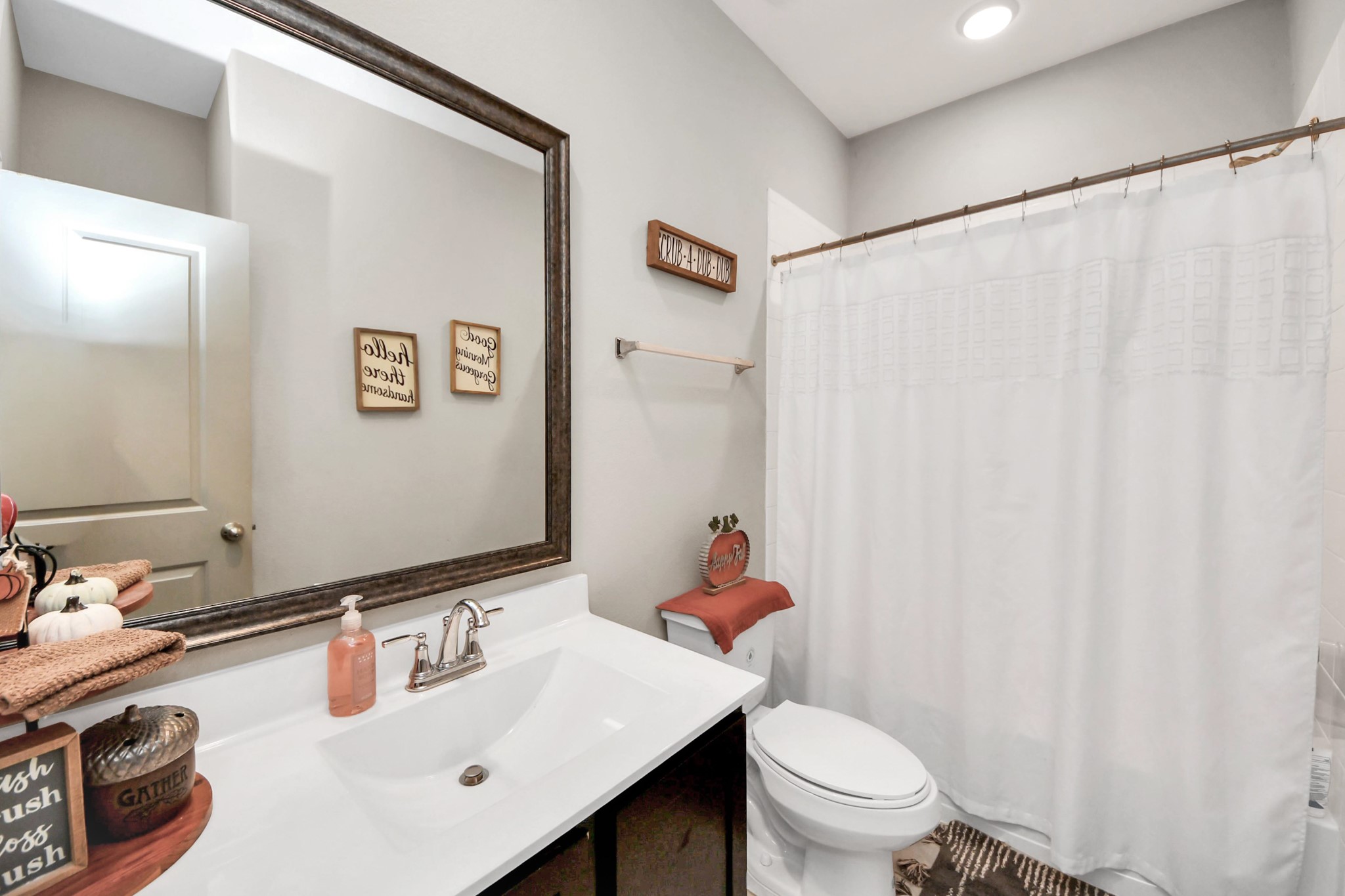 427 Alaska Cedar Drive Crosby, TX 77532 - Photo 6 of 35 a bathroom with a sink and a mirror