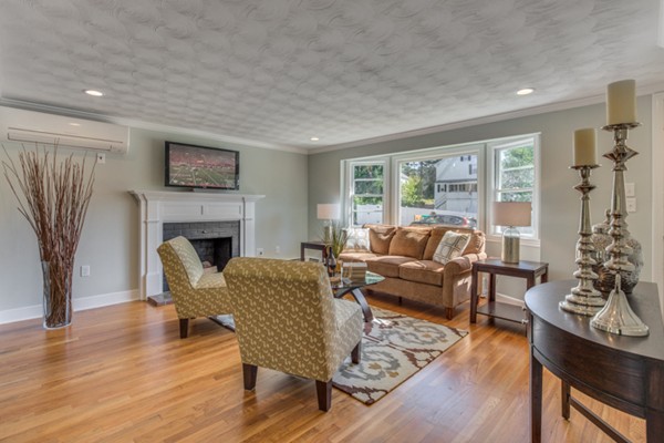 10 Janet Road Arlington, MA 02474 - Photo 6 of 26 a living room with furniture a fireplace and a flat screen tv