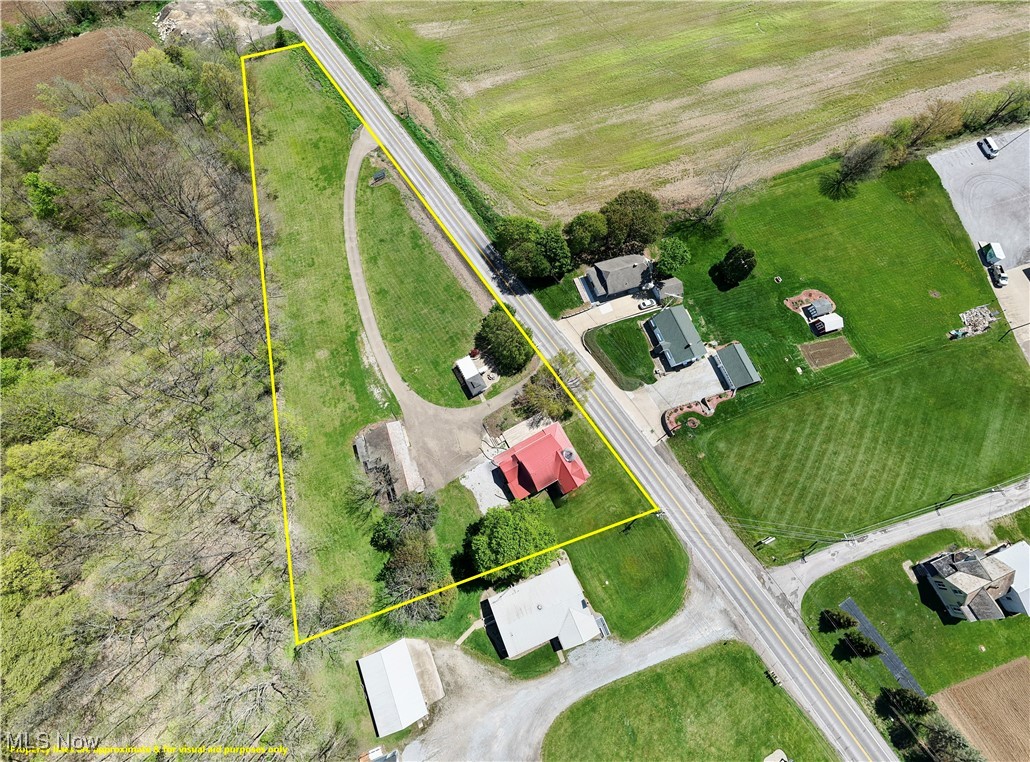 14875 Navarre Road Southwest Wilmot, OH 44689 - Photo 35 of 40 Overview of rural landscape featuring property boundaries highlighted and large plots for crops