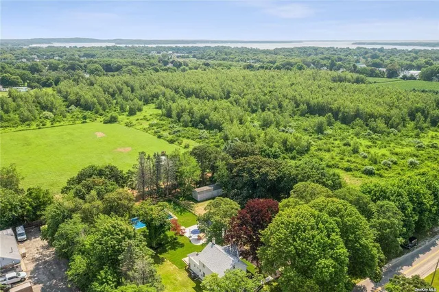 a view of a green field with lots of bushes