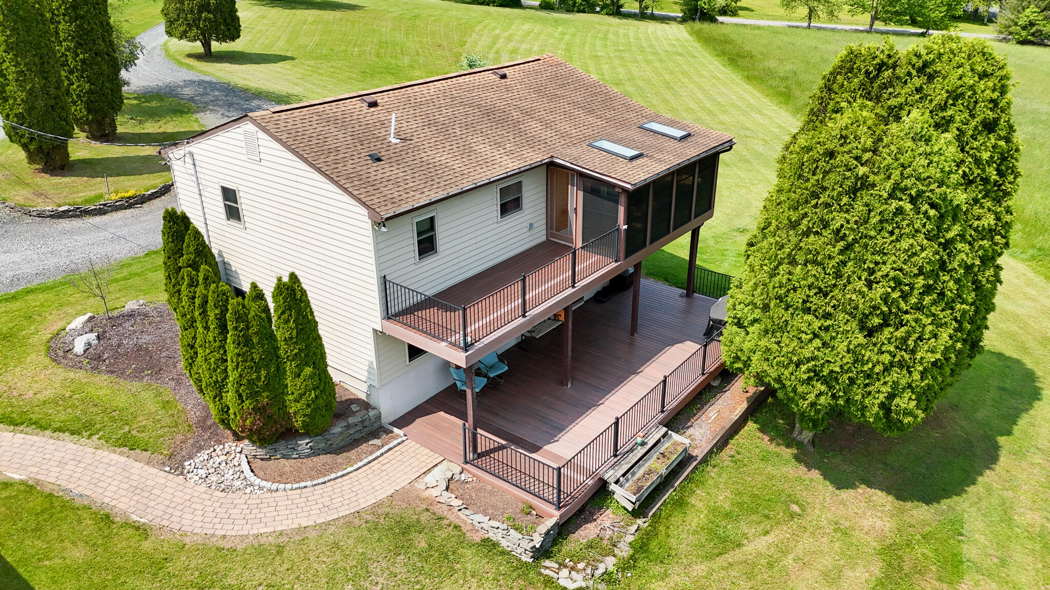 924 Hell Hollow Road Kunkletown, PA 18058 - Photo 13 of 60 a aerial view of a house with swimming pool and a yard