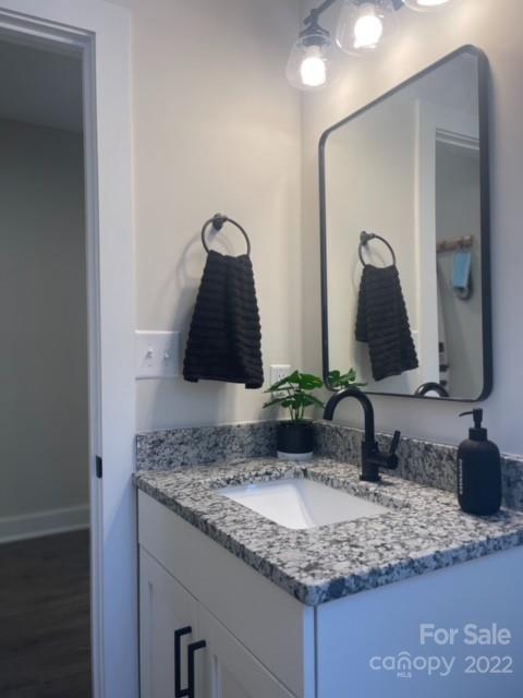 3047 Ridge Avenue Charlotte, NC 28208 - Photo 7 of 38 a bathroom with a granite countertop sink and a mirror