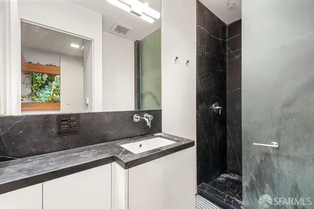 a bathroom with a tub