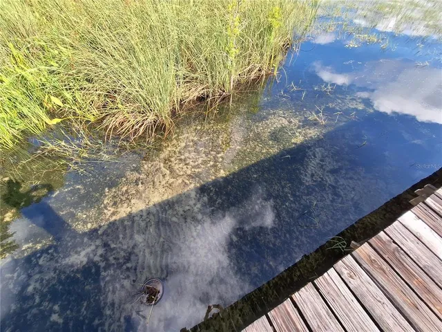 a view of a yard with wooden fence