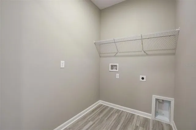 a view of a room with racks on the wall