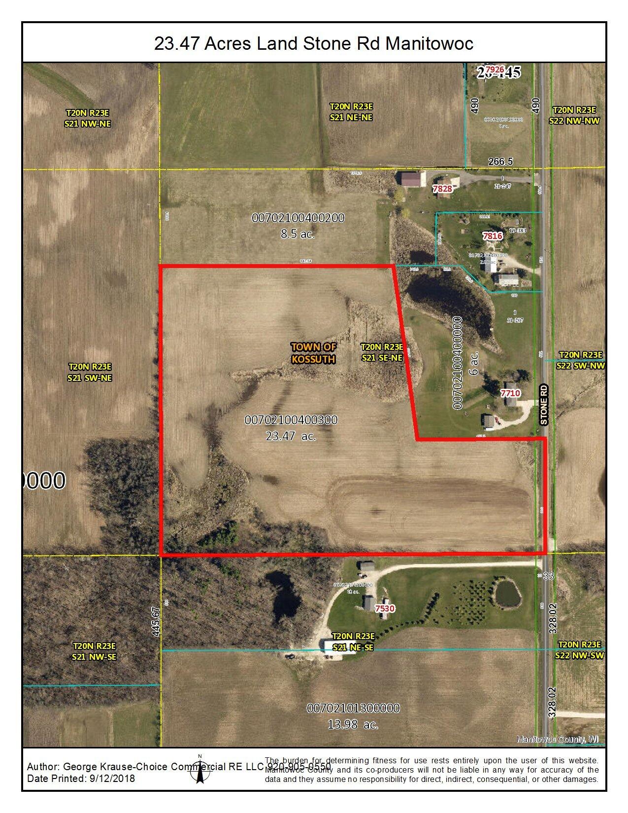 Aerial 23.47 Acres Land Stone Rd Manitow