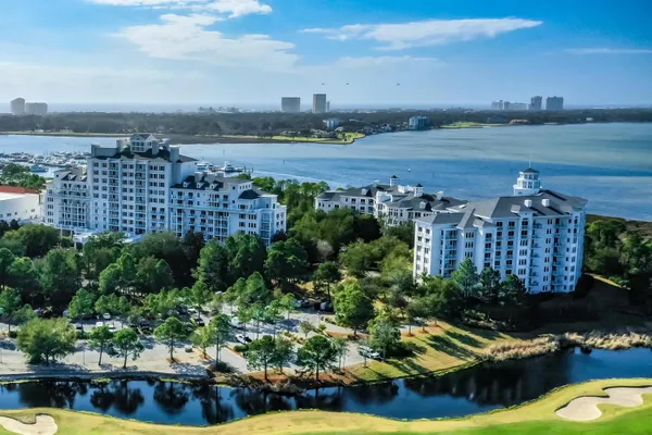 a view of a city and lake