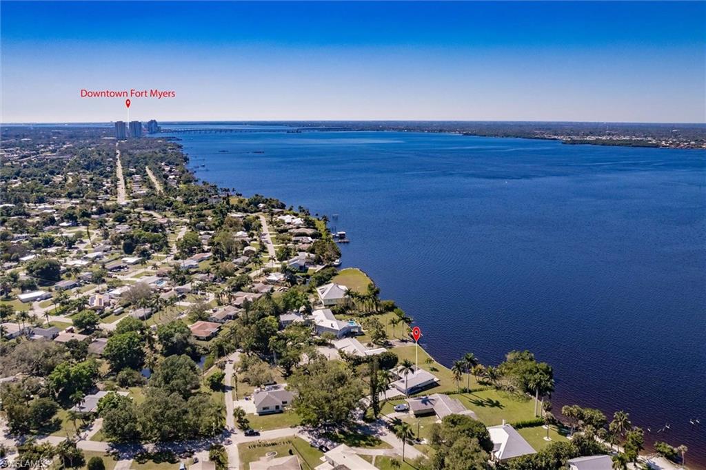 138 Riverview Road Fort Myers, FL 33905 - Photo 44 of 50 Aerial view with a water view and a residential view