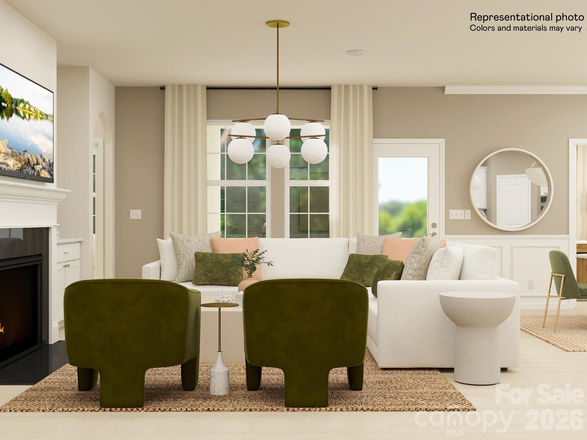 5451 Redbud Road, Unit 52 Lancaster, SC 29720 - Photo 6 of 22 a living room with furniture a fireplace and a large window