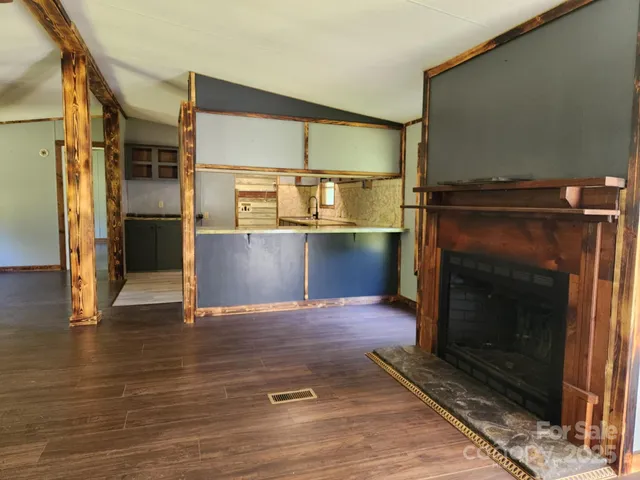 a view of a fireplace in a room