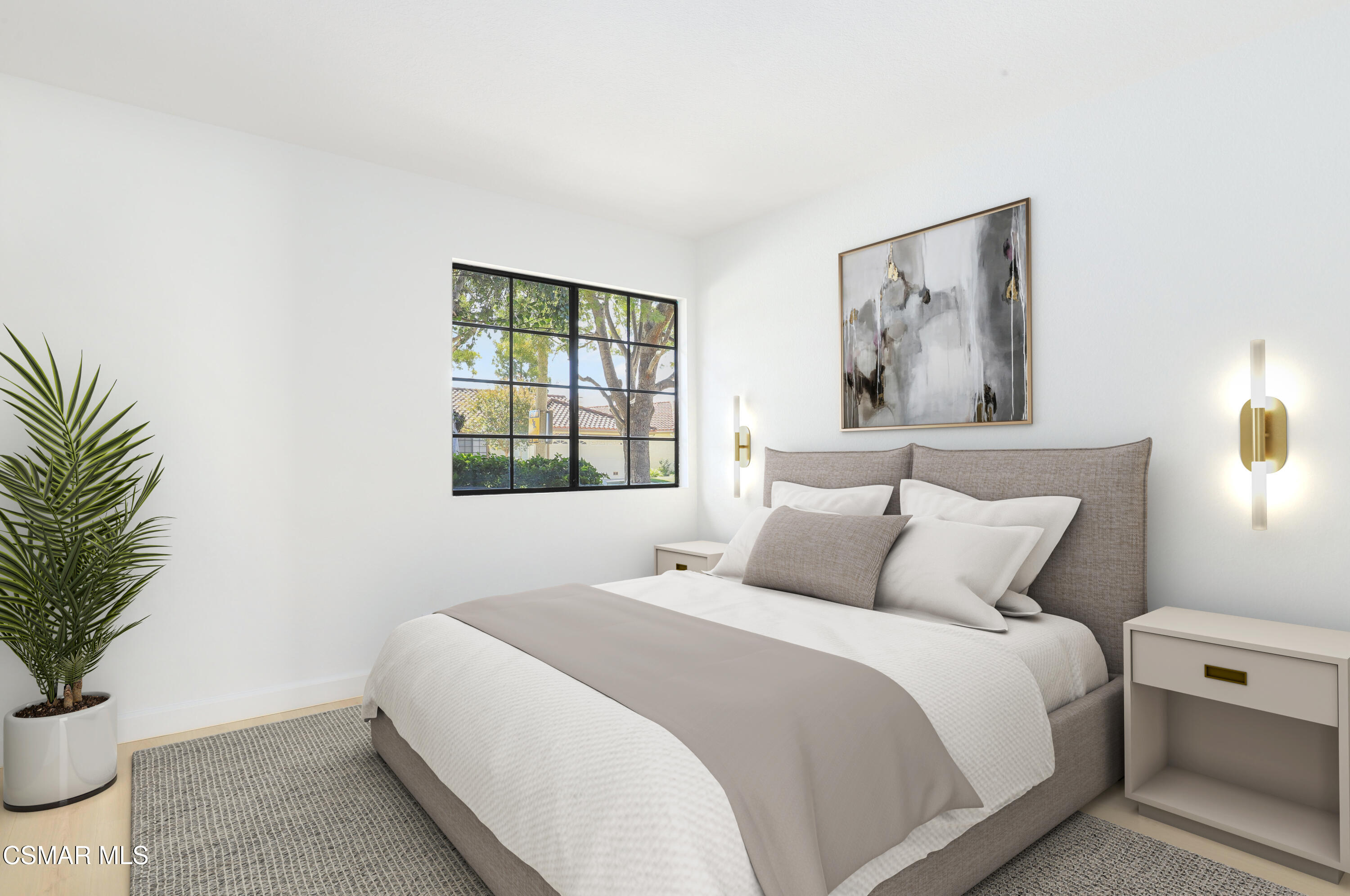 765 Congressional Road Simi Valley, CA 93065 - Photo 25 of 35 a bedroom with a large bed and a potted plant