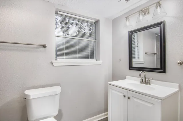 a bathroom with a sink a vanity and a toilet