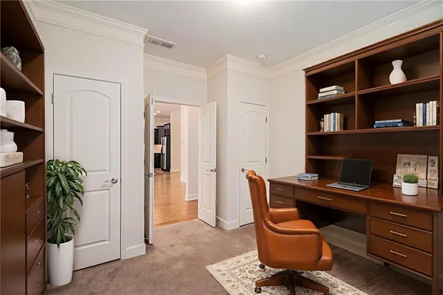 a workspace with furniture and closet