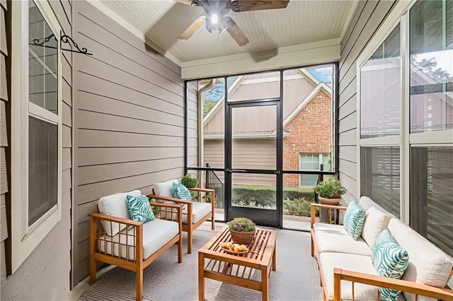 a outdoor living space with furniture