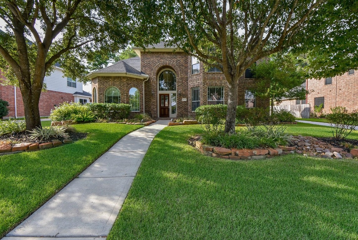 Private walkway to covered front porch