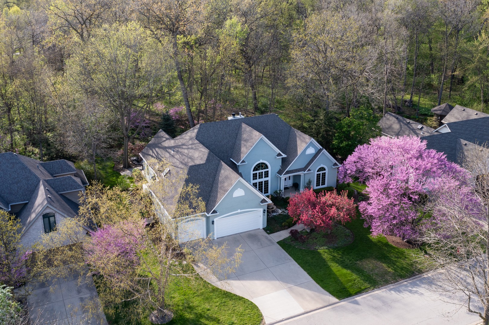 an aerial view of a house