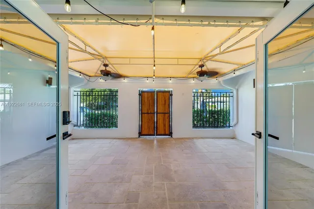 a view of a door with a garage