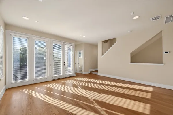 a view of a livingroom with a staircase