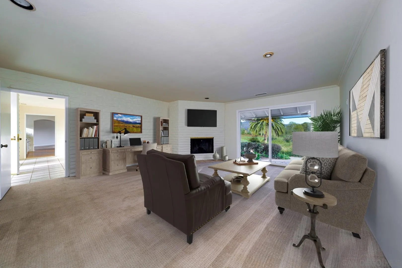 6531 Lago Lindo Rancho Santa Fe, CA 92067 - Photo 17 of 53 a living room with furniture large window and a fireplace