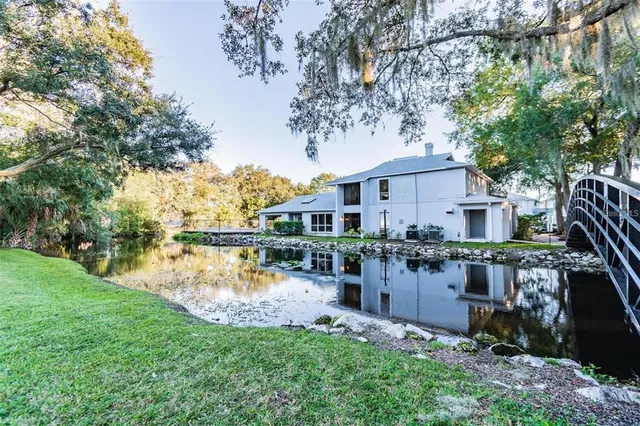 a view of a lake with houses