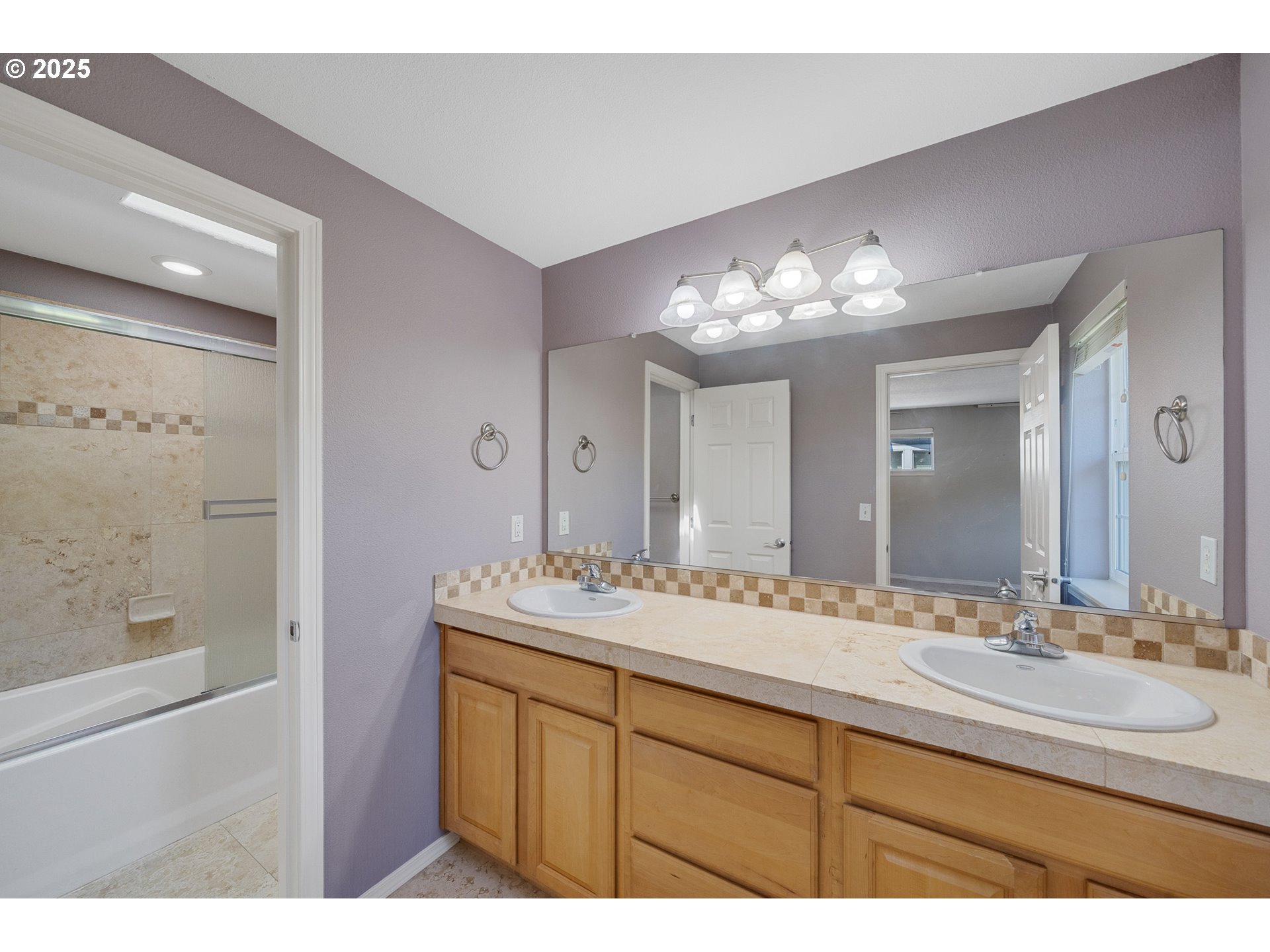 13150 D Street Nehalem, OR 97131 - Photo 22 of 42 a bathroom with a sink vanity granite shower and a mirror