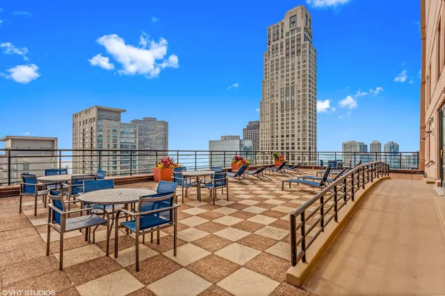 a view of a city with tall buildings